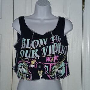 ACDC Blow Up Your Video sleeveless crop tank top Sz M NWT